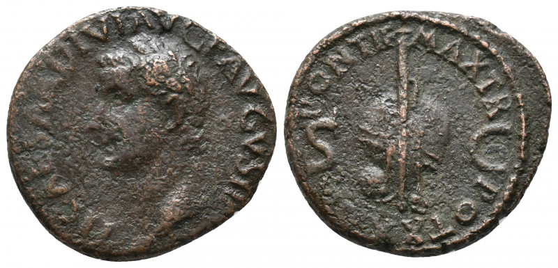 Tiberius (AD 14-37). AE As 9,72gr Rome, AD 34-35. TI CAESAR DIVI AVG F AVGVST IM...