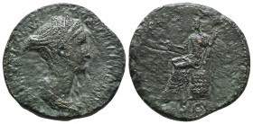 Sabina (Hadrian, 117-138), Sestertius, Rome, AD 128-136 AE 20,93gr SABINA AVGVSTA - HADRIANI AVG P P, draped bust r., a triple tiara above the brow, R...