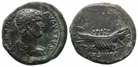 Hadrian. AD 117-138. Æ As 13,49gr. Rome mint. Struck circa AD 132-135. HADRIANVS AVGVSTVS, laureate head right / FELICITATI AVG above, COS III P P in ...
