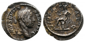 Severus Alexander (222-235). AR Denarius 2,19gr. Rome, AD 230. Laureate head r. R/ Virtus seated l. on cuirass, holding branch and sceptre. RIC IV 221...