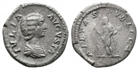 Julia Domna, Augusta, 193-217. Denarius 2,73gr. Laodicea ad Mare, 199-207. IVLIA AVGVSTA Draped bust of Julia Domna to right. Rev. PIETAS PVBLICA Piet...