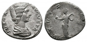 Julia Domna. Augusta, A.D. 193-217. AR denarius 2,93gr. Rome mint, struck A.D. 215-217. IVLIA AVGVSTA, draped bust right / VENVS FELIX, Venus standing...