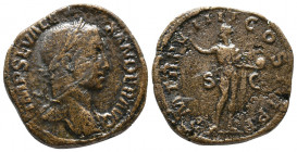 Severus Alexander Æ Sestertius 18,84gr. Rome, AD 230. IMP SEV ALEXANDER AVG, laureate head right with slight drapery over shoulder / P M TR P VIIII CO...