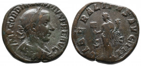 Gordianus III (238-244 AD). AE Sestertius 18,09gr Rome 241-243 AD. Obv. IMP GORDIANVS PIVS FEL AVG, laureate, draped and cuirassed bust right, seen fr...