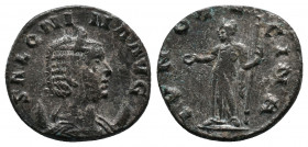 Salonina AD 257-258. Silvered Antoninianus 3,11gr. Rome, Av.: SALONINA AVG, diademed and draped bust right, on crescent Rv.: IVNO REGINA, Juno standin...