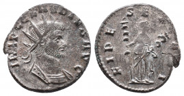 Claudius II Gothicus. Silvered Antoninianus 3,68gr. Rome, AD 268-270. IMP C CLAVDIVS AVG, radiate and cuirassed bust right / FIDES EXERCI, Fides stand...