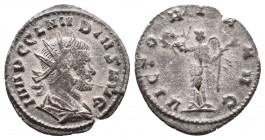Claudius II Gothicus. Silvered Antoninianus2,69gr. Rome, AD 268-270. IMP C CLAVDIVS AVG, radiate and draped bust right Rv.: VICTORIA AVG, Victory adva...