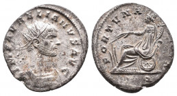 Aurelian 270-275 Silvered Antoninianus 3,56gr. Mediolanum. Av.:: IMP AVRELIANVS AVG. Radiate and cuirassed bust right. Rv:: FORTVNA REDVX / Fortuna se...
