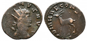 Gallienus. A.D. 253-268. Æ antoninianus 2,53gr. Rome mint, A.D. 267-268. GALLIENVS AVG, radiate bust right / DIANAE CONS AVG: Γ in exergue, antelope w...