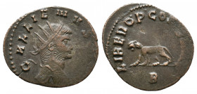 Gallienus AR Antoninianus 2,30gr. Rome, AD 253-268. GALLIENVS AVG, radiate, draped and cuirassed but right / LIBERO P CONS AVG / Panther walking left;...