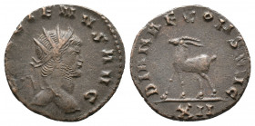 Gallienus (253-268). Antoninianus 2,48gr. Rome. Obv: GALLIENVS AVG. Radiate head right. Rev: DIANAE CONS AVG / XII. Gazelle standing left. MIR 750b.