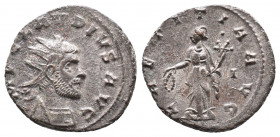 Claudius II Gothicus Æ Antoninianus 2,91gr. Siscia, AD 268-270. IMP CLAVDIVS AVG, radiate and cuirassed bust right / LAETITIA AVG, Laetitia standing l...