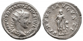 Gordian III AR Antoninianus 4,60gr. Rome, AD 241-243. IMP GORDIANVS PIVS FEL AVG, radiate and draped bust right / VIRTVTI AVGVSTI, Hercules standing r...