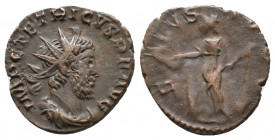 Tetricus I Æ Antoninianus 2,17gr. Cologne, AD 270-274. IMP TETRICVS P F AVG, radiate and cuirassed bust right / SALVS AVG, Salus standing right, feedi...
