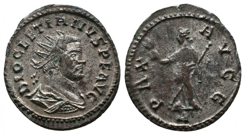 Diocletian, 284-305. Silvered Antoninianus 3,49gr. Lugdunum, 295 AD. DIOCLETIANV...