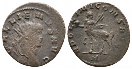 Gallienus Æ Antoninianus 2,94gr. Rome, AD 267-268. GALLIENVS AVG, radiate head right / APOLLINI CONS AVG, Centaur walking left, holding globe and trop...