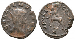 Gallienus Æ Antoninianus 2,94gr. Rome, AD 267-268. GALLIENVS AVG, radiate head right / APOLLINI CONS AVG, Centaur walking left, holding globe and trop...