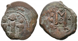 Heraclius, with Martina and Heraclius Constantine. 610-641. AE Follis 8,34gr