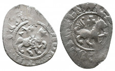 ARMENIA, Levon III, 1301-1307, Takvorin Silver 2,32gr., Bed. 1797 var. one point on the left an other one on the right of lion's tail F / VF