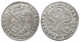 GERMAN STATES, Brandeburg Prussia, Friedrich III, 1688-1701, 18 Groschen Silver 1699, KM# 611 VF