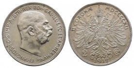 AUSTRIA, Franz Joseph I, 1848-1916, 2 Corona Silver 1912, Her.780 EF