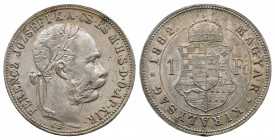 AUSTRIA, Franz Joseph I, 1848-1916, 1 Forint Silver 1882 KB, Kremnitz, Her.611, VF