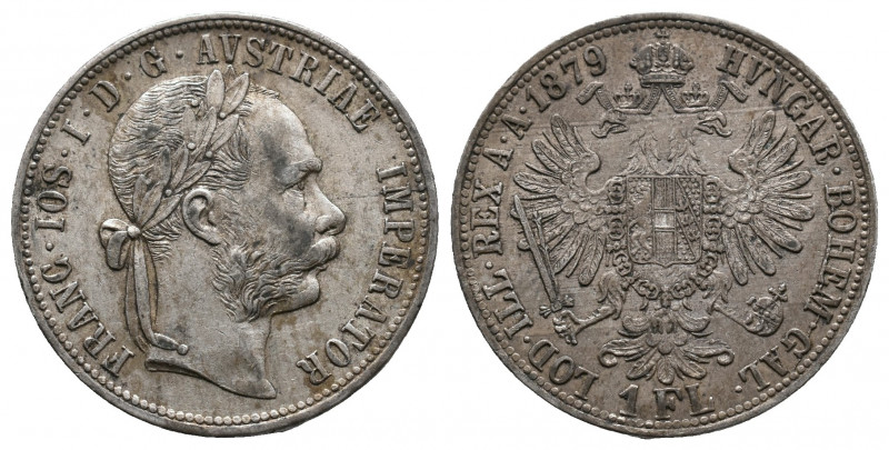 AUSTRIA, Franz Joseph I, 1848-1916, 1 Gulden Silver 1879, Her.579, VF