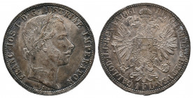 AUSTRIA, Franz Joseph I, 1848-1916, 1 Gulden Silver 1861 A, Wien, Her.526, VF