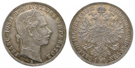 AUSTRIA, Franz Joseph I, 1848-1916, 1 Gulden Silver 1861 A, Wien, Her.526, EF