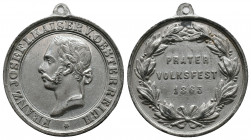 AUSTRIA, Franz Joseph I, 1848-1916, Medaille 1865, Wiener Prater Volksfest, near VF