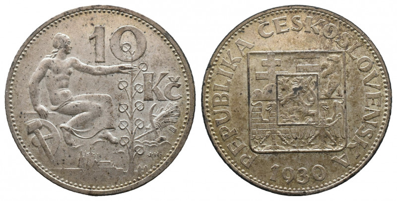 CZECHIA, Slovakia Czechoslovakia, 10 Korun 1930 Silver, KM# 15, VF