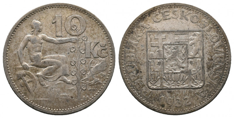 CZECHIA, Slovakia Czechoslovakia, 10 Korun 1932 Silver, KM# 15, VF