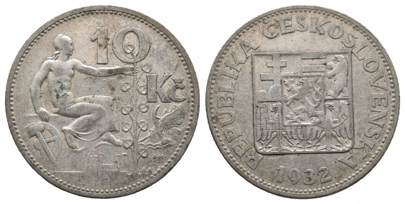 CZECHIA, Slovakia Czechoslovakia, 10 Korun 1932 Silver, KM# 15, VF