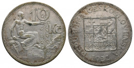 CZECHIA, Slovakia Czechoslovakia, 10 Korun 1932 Silver, KM# 15, VF