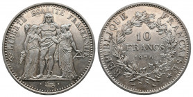 FRANCE, 10 Francs 1970 Silver Hercules, KM# 932 EF+
