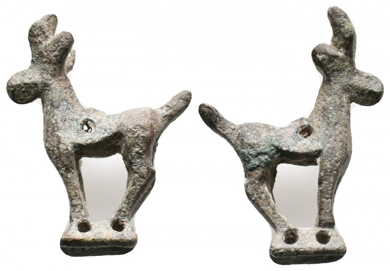 Ancient Bronze Stag Amulet. 3rd-2nd cent. BC. AE 12,21gr 38mm