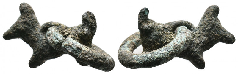 Ancient Bronze Ibex Amulet with ring. 6nd-2nd cent. BC. AE 21,74gr 45mm