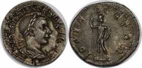 Römische Münzen, MÜNZEN DER RÖMISCHEN KAISERZEIT. Gordianus III., 238-244 n. Chr, AR-Denar. Silber. 3.0 g. Sehr schön