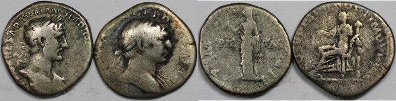 Römische Münzen, MÜNZEN DER RÖMISCHEN KAISERZEIT. Trajanus, 98-117 n. Chr, / Had...