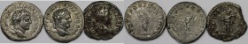 Römische Münzen, Lots und Sammlungen römischer Münzen. RÖMISCHEN KAISERZEIT. Caracalla, 198-217 n. Chr., Lot von 3 Münzen. Silber. Sehr schön