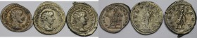 Römische Münzen, Lots und Sammlungen römischer Münzen. RÖMISCHEN KAISERZEIT. Gordianus III., 238-244 n. Chr, Lot von 3 Münzen. Silber. Schön-sehr schö...