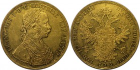 RDR – Habsburg – Österreich, KAISERREICH ÖSTERREICH. Franz Josef I (1848-1916). 4 Dukaten 1910, Wien, 13,76 g. Feingold. Fb. 487, J. 345, Schl. 529. S...
