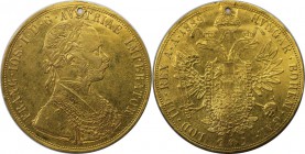 RDR – Habsburg – Österreich, KAISERREICH ÖSTERREICH. Franz Joseph I (1848-1916). 4 Dukaten 1889, Gold. 13.6 g. KM 2276. Sehr schön. Loch.