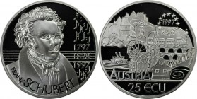 RDR – Habsburg – Österreich, REPUBLIK ÖSTERREICH. Franz Schubert, 1797-1828. 25 Ecu 1997, Silber. Polierte Platte