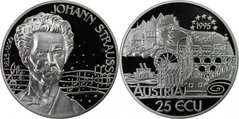 RDR – Habsburg – Österreich, REPUBLIK ÖSTERREICH. Johann Strauss, 1825-1899. 25 ...