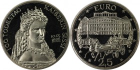 RDR – Habsburg – Österreich, REPUBLIK ÖSTERREICH. 100. Todestag 10.IX.1898 Sissi Kaiserin Elisabeth. Medaille "2.5 Euro" 1998, Kupfer-Nickel. Stempelg...