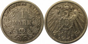 Deutsche Münzen und Medaillen ab 1871, REICHSKLEINMÜNZEN. 1 Reichsmark 1892 G, Silber. Jaeger 17. Sehr schön.Leicht berieben.Kleine kratzer.