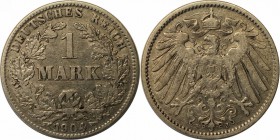 Deutsche Münzen und Medaillen ab 1871, REICHSKLEINMÜNZEN. 1 Reichsmark 1904 J, Silber. Jaeger 17. Sehr schön-vorzüglich.Kratzer.