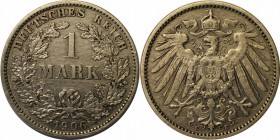 Deutsche Münzen und Medaillen ab 1871, REICHSKLEINMÜNZEN. 1 Reichsmark 1906 E, Silber. Jaeger 17. Vorzüglich.Berieben.
