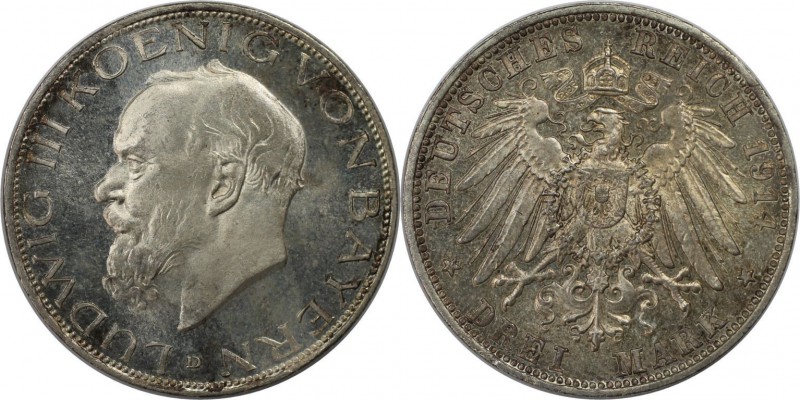 Deutsche Münzen und Medaillen ab 1871, REICHSSILBERMÜNZEN, Bayern, Ludwig III (1...